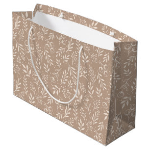 Botanical Pattern Warm Beige - Large Gift Bag