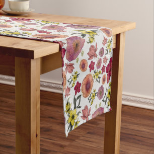 Botanical Pattern wc Paper OG Pink Coral Yellow 10 Short Table Runner