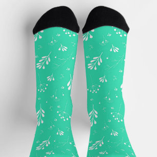 Botanical Pattern With Minimalistic Floral Element Socks