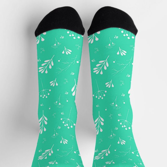 Botanical Pattern With Minimalistic Floral Element Socks (Top)