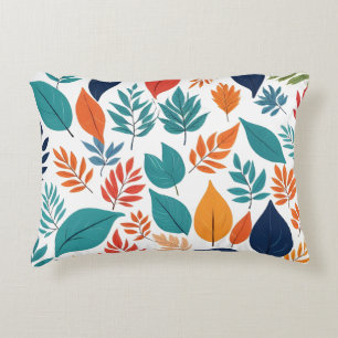 Botanical pattern with tropical leaves on white decorative cushion