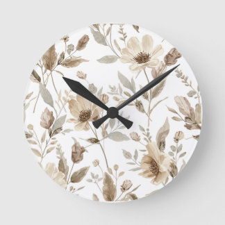 Botanical Patterned Wall Clock | Floral Clock 