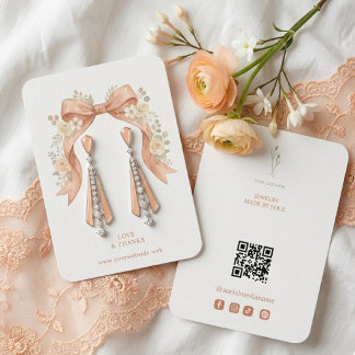 Botanical Peach Coquette Bow Jewellery Display TMF Business Card