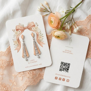 Botanical Peach Coquette Bow Jewelry Display TMF26 Business Card