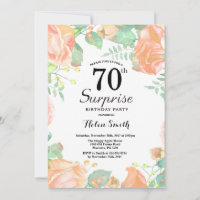 Botanical Peach Floral Surprise 70th Birthday