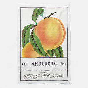 Botanical Peaches Customisable Tea Towel