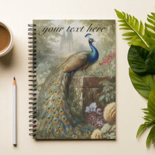 Botanical: peacock customisable notebook