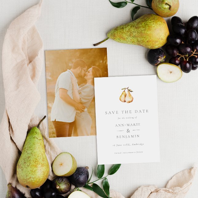 Botanical Pears Photo Wedding Save The Date (Creator Uploaded)