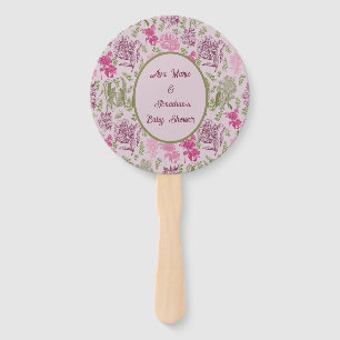 Botanical Peony Eucalyptus Girl Baby Shower  Hand Fan