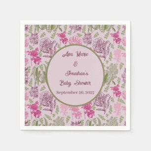 Botanical Peony Eucalyptus Girl Baby Shower  Napkin