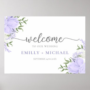 Botanical Periwinkle Wedding Welcome Sign