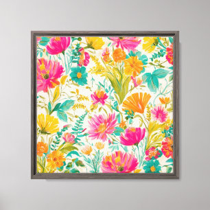 Botanical Phoenix   Pink and Orange Design Canvas Print