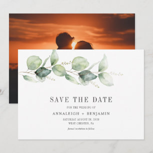 Botanical Photo Eucalyptus Minimalist Wedding Save The Date