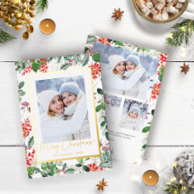 Botanical Photo Foil Holiday Card