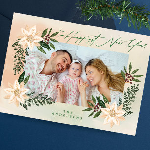 Botanical Photo Frame Happy New Year Holiday Card