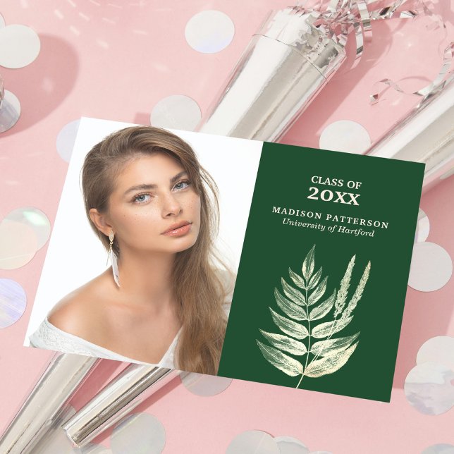 Botanical Photo Graduation Party Golden Leaves (Creator Uploaded)