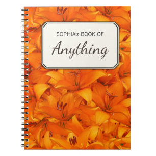 Botanical Photo Orange Garden Lilies Personalised Notebook