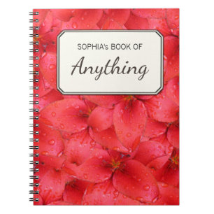 Botanical Photo Red Garden Lilies Personalised Notebook