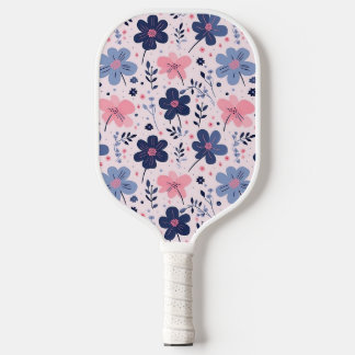 Botanical Pink And Blue Flowers Nature Print Pickleball Paddle