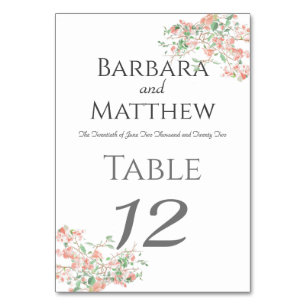 Botanical Pink and Green Boho Table Number