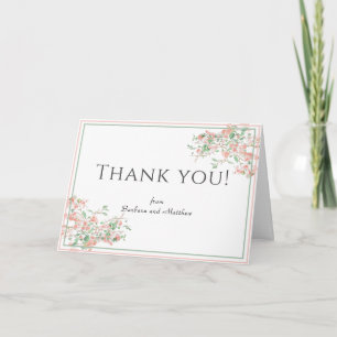Botanical Pink and Green Boho Thank You Card