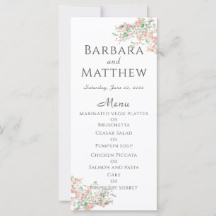 Botanical Pink and Green Boho Wedding Menu Card