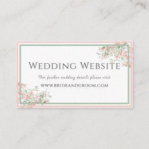 Botanical Pink and Green Boho Wedding Website Enclosure Card