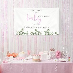 Botanical Pink Baby Girl Shower Welcome Sign