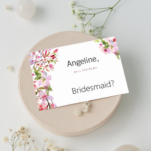 Botanical pink cherry blossom summer Bridesmaid Invitation