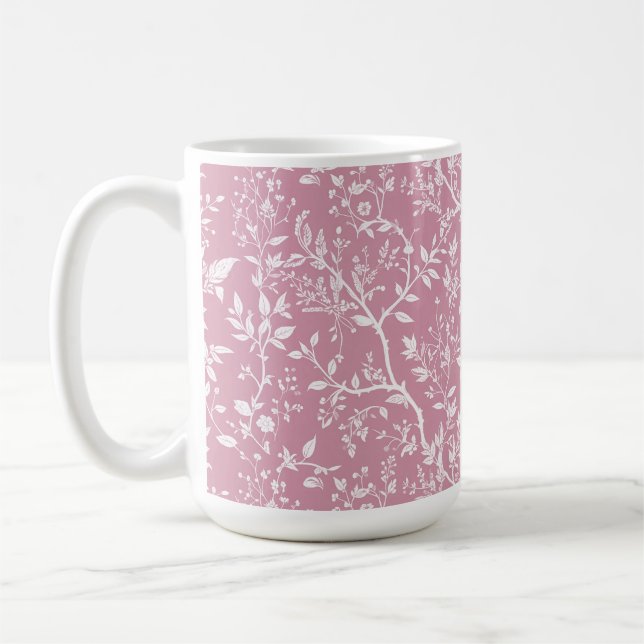 Botanical Pink Coffee Mug  (Left)