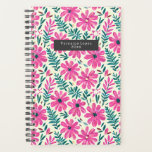 Botanical Pink Daisies Watercolor Planner<br><div class="desc">Watercolor inspired pattern with illustrations of pink daisies and botanical greenery.</div>