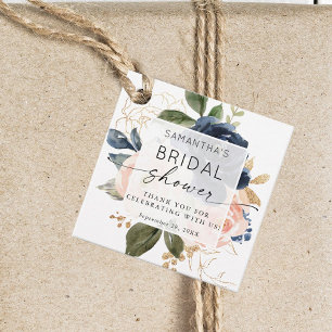 Botanical Pink Floral Watercolor Bridal Shower Favour Tags