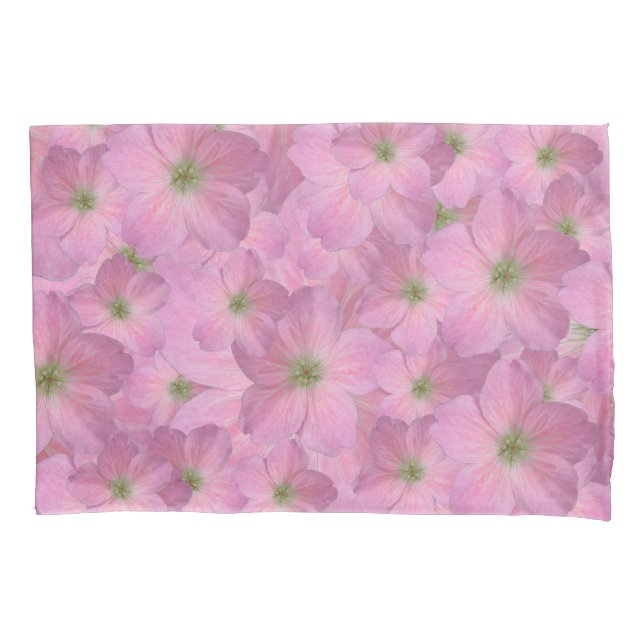 Botanical Pink Geranium  Pillowcase (Front)