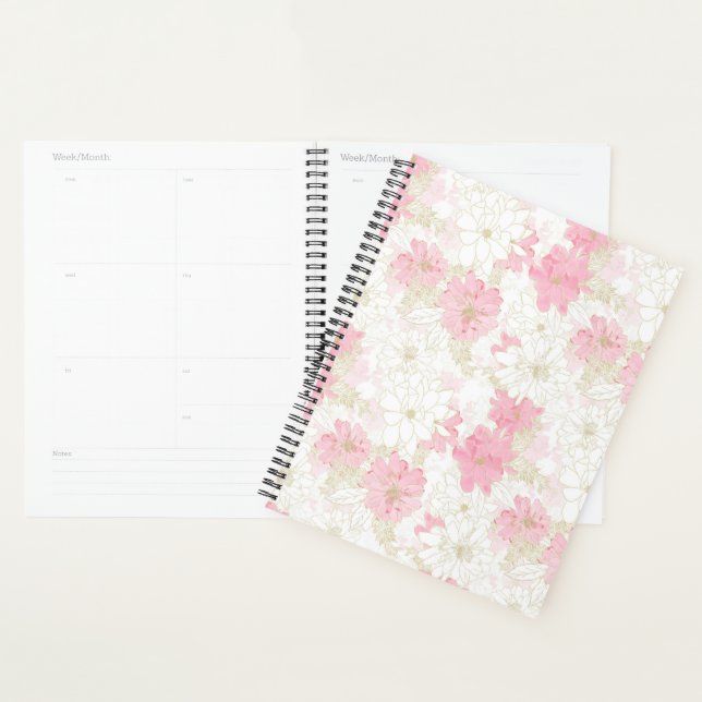 Botanical Pink Gold Flowers Planner (Display)