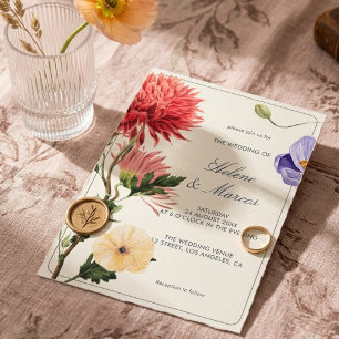 Botanical Pink Purple Floral Garden Wedding Invitation