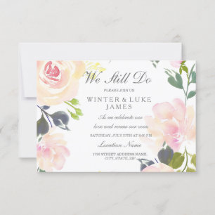 Botanical Pink Rose Vow Renewal Invitation