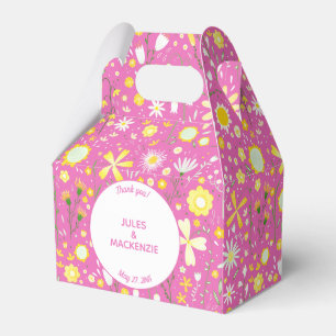 Botanical Pink Wildflower Floral Pattern Favour Box