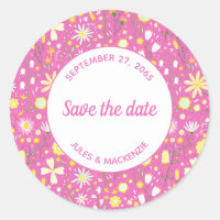 Botanical Pink Wildflower Floral Save the Date