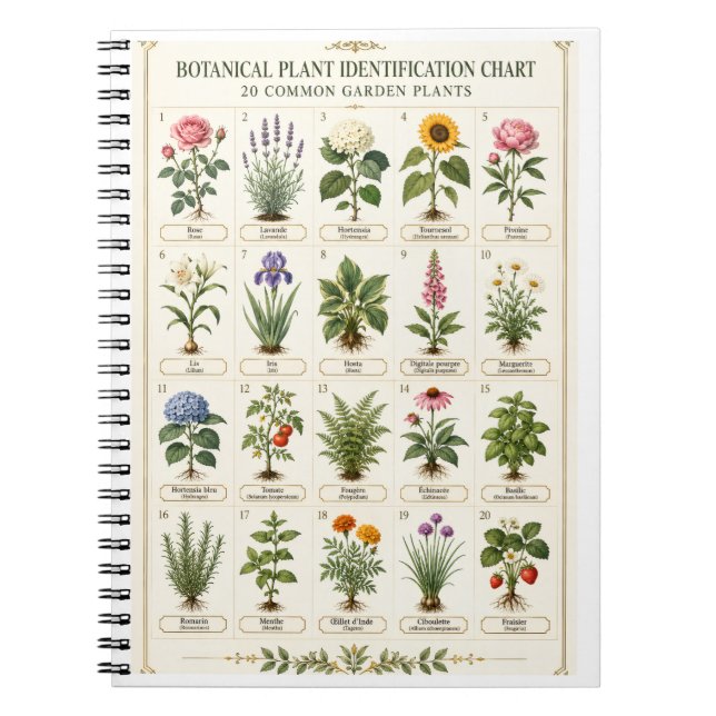 Botanical Plant Guide Wall Art Notebook (Front)