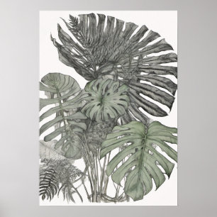 Botanical Plant Parent Design - Monstera and Fern Poster