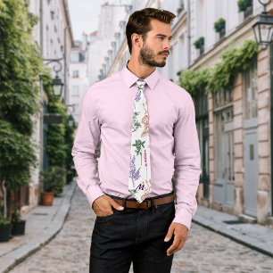 Botanical Plants Vintage Vibes Personalise Initial Tie