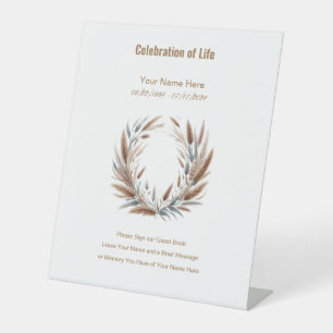 Botanical Please Sign Guest Book Pedestal Sign