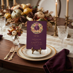 Botanical Plum and Gold Thanksgiving Dinner Menu