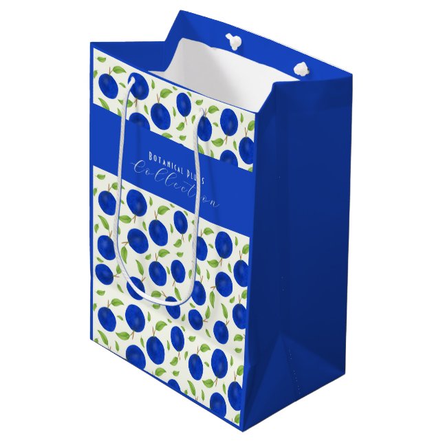Botanical Plums Collection Ivory Medium Gift Bag (Front Angled)