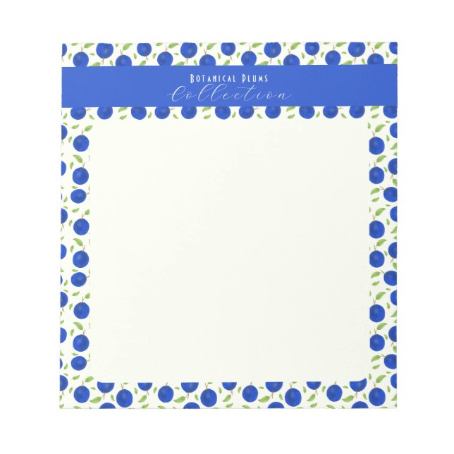 Botanical Plums Collection Ivory Notepad (Front)