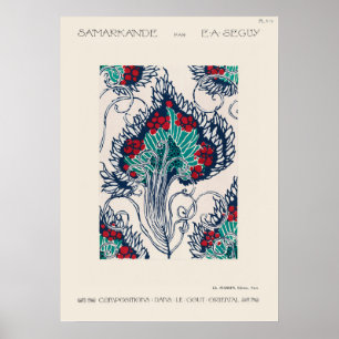 Botanical pochoir pattern in Art Nouveau Poster
