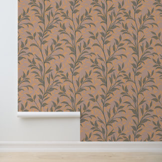 Botanical Poetry of Leaves Earthy Olive Glow Wallpaper
