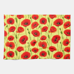 Botanical Poppy Flowers For Fresh Kitchen Decor Tea Towel