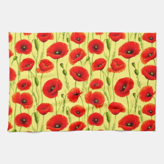 Botanical Poppy Flowers For Fresh Kitchen Decor Tea Towel