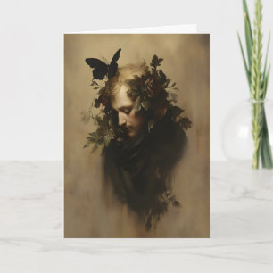 Botanical Portrait of Soul Dark Academia Print Card